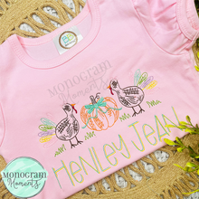Load image into Gallery viewer, Girl's Scribble Turkey Pumpkin - SKETCH EMBROIDERY