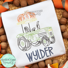 Load image into Gallery viewer, Scribble Tractor & Pumpkin - SKETCH EMBROIDERY