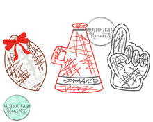Load image into Gallery viewer, Girl&#39;s Sribble Football Trio - SKETCH EMBROIDERY
