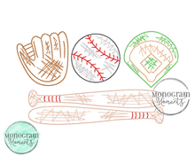 Load image into Gallery viewer, Scribble Baseball - SKETCH EMBROIDERY