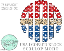 Load image into Gallery viewer, USA Leopard Block Scallop Mono