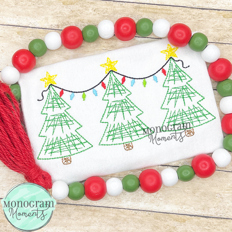 Scribble Christmas Trees - SKETCH EMBROIDERY