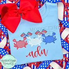 Load image into Gallery viewer, Girl's USA Crabs- SKETCH EMBROIDERY