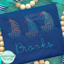 Load image into Gallery viewer, Zaggy Sailboat Trio - SKETCH EMBROIDERY