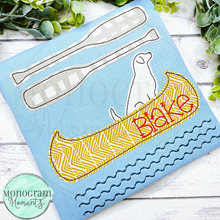 Load image into Gallery viewer, Boy's Canoeing Dog Trio - BEAN APPLIQUE