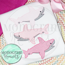 Load image into Gallery viewer, Shark Stacked Trio - SKETCH EMBROIDERY