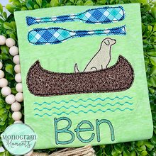 Load image into Gallery viewer, Boy's Canoeing Dog Trio - BEAN APPLIQUE