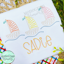 Load image into Gallery viewer, Zaggy Sailboat Trio - SKETCH EMBROIDERY
