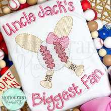 Load image into Gallery viewer, Girl's Baseball & Bats - SKETCH EMBROIDERY