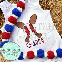 Load image into Gallery viewer, Boys Baseball & Bats - BEAN APPLIQUE
