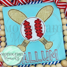 Load image into Gallery viewer, Boys Baseball & Bats - BEAN APPLIQUE