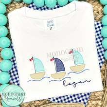 Load image into Gallery viewer, Sailboat Trio - SKETCH EMBROIDERY
