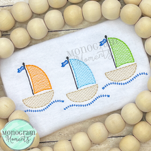 Load image into Gallery viewer, Sailboat Trio - SKETCH EMBROIDERY