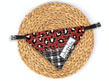 Load image into Gallery viewer, Red Glitter Leopard Plaid Dog Bandana