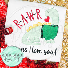 Load image into Gallery viewer, Vday Dino Sweater - SKETCH EMBROIDERY