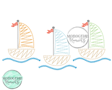 Load image into Gallery viewer, Zaggy Sailboat Trio - SKETCH EMBROIDERY