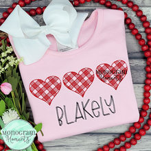 Load image into Gallery viewer, Gingham Hearts Trio - SKETCH EMBROIDERY