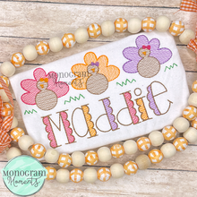 Load image into Gallery viewer, Girl's Turkey Trio - SKETCH EMBROIDERY