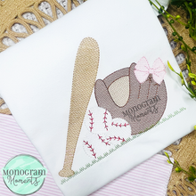 Load image into Gallery viewer, Girl's Baseball Things - SKETCH EMBROIDERY