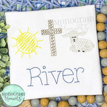 Load image into Gallery viewer, Zaggy Sun, Cross, Lamb - SKETCH EMBROIDERY