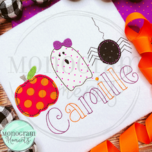 Load image into Gallery viewer, Girl's Pumpkin, Ghost, & Spider - BEAN APPLIQUE