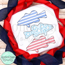Load image into Gallery viewer, Bass Trio Stars & Stripes - SKETCH EMBROIDERY
