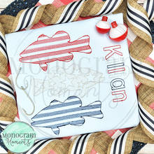 Load image into Gallery viewer, Bass Trio Stars & Stripes - SKETCH EMBROIDERY