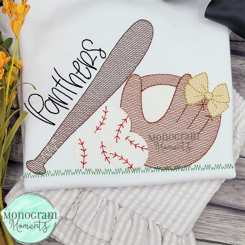 Girl's Baseball Things - SKETCH EMBROIDERY
