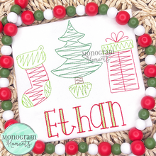 Load image into Gallery viewer, Zaggy Stocking, Tree, Present Trio - SKETCH EMBROIDERY