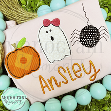 Load image into Gallery viewer, Girl&#39;s Pumpkin, Ghost, &amp; Spider - BEAN APPLIQUE
