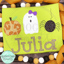 Load image into Gallery viewer, Girl's Pumpkin, Ghost, & Spider - BEAN APPLIQUE