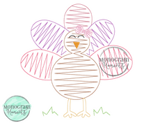Load image into Gallery viewer, Girl's Zaggy Turkey - SKETCH EMBROIDERY