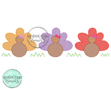Load image into Gallery viewer, Girl's Turkey Trio - SKETCH EMBROIDERY