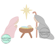 Load image into Gallery viewer, Manger Scene - SKETCH EMBROIDERY