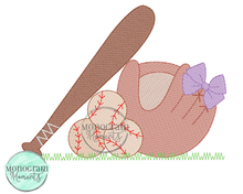 Load image into Gallery viewer, Girl's Baseball Things - SKETCH EMBROIDERY
