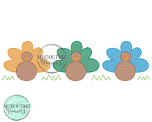 Load image into Gallery viewer, Turkey Trio - SKETCH EMBROIDERY