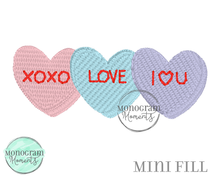 Load image into Gallery viewer, Heart Candy Trio - MINI FILL EMBROIDERY