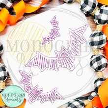 Load image into Gallery viewer, Zaggy Bats at Night - SKETCH EMBROIDERY
