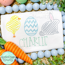 Load image into Gallery viewer, Zaggy Chick Egg Bunny Trio - SKETCH EMBROIDERY