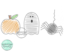 Load image into Gallery viewer, Zaggy Pumpkin, Ghost, & Spider - SKETCH EMBROIDERY