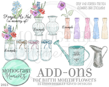 Load image into Gallery viewer, Add Ons for Birth Month Flowers
