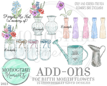 Load image into Gallery viewer, Add Ons for Birth Month Flowers