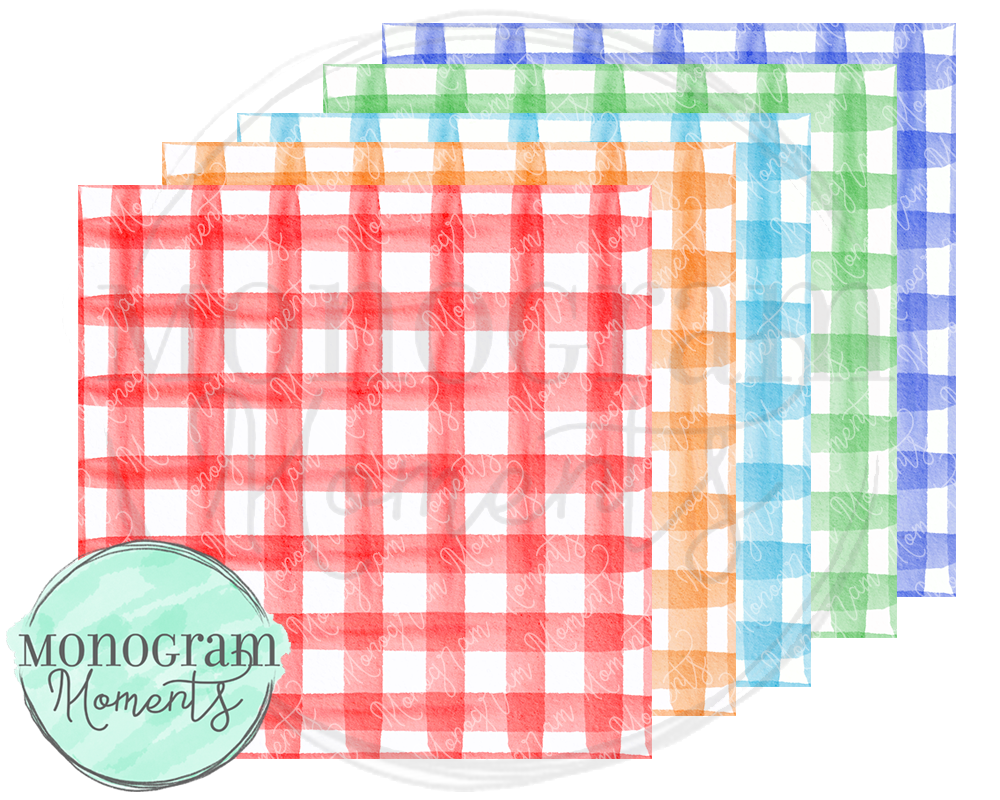 Boy's Watercolor Gingham Backgrounds