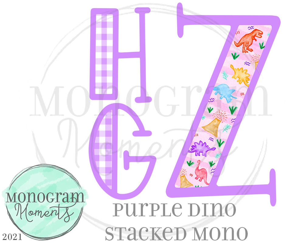 Purple Dino Stacked Mono
