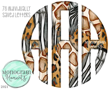 Load image into Gallery viewer, Animal Print Round Monogram