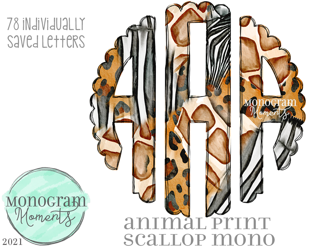Animal Print Scallop Monogram