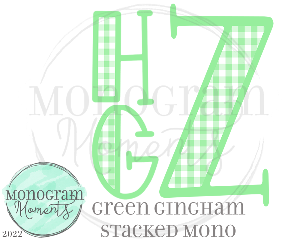 Green Gingham Stacked Mono