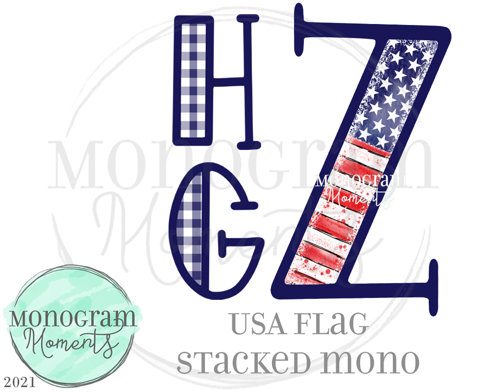 USA Flag Stacked Mono