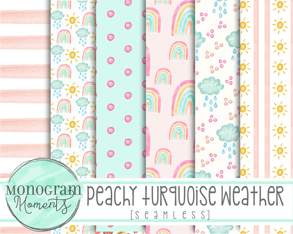 Peachy Turquoise Weather - Digital Paper