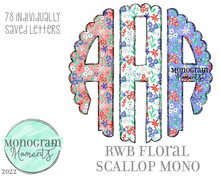 Load image into Gallery viewer, RWB Floral Scallop Mono